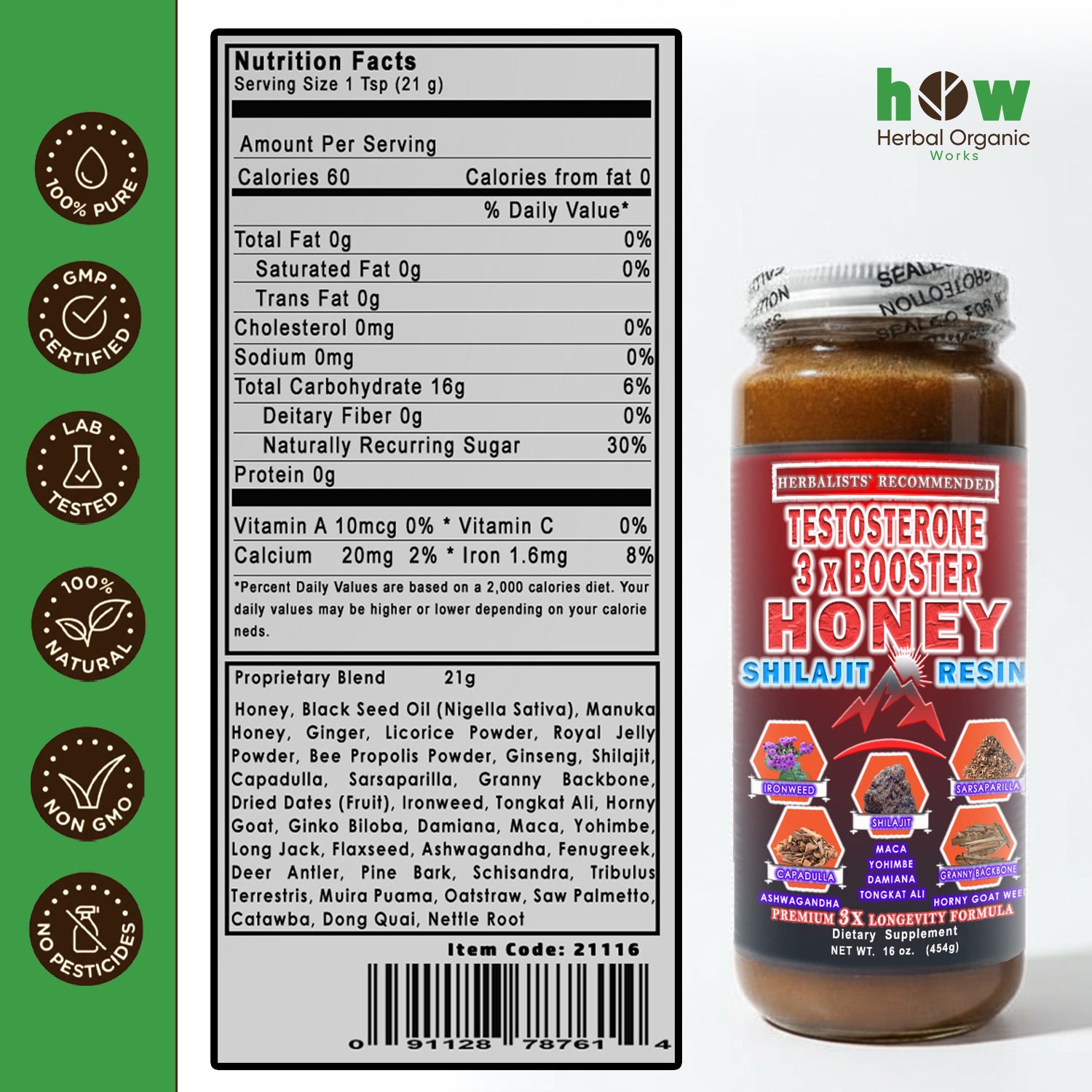 3x T booster honey Nutrition Facts