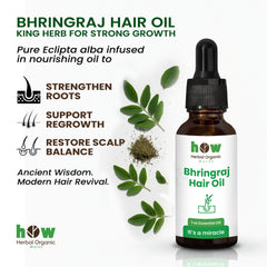 Bhringraj Hair Oil by Herbal Organic Works – 100% Pure Natural Oil for Hair Growth, Thick Hair & Healthy Scalp