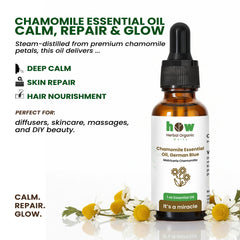 Chamomile Essential Oil – Herbal Organic Works 100% Pure Natural Oil for Diffuser & Aromatherapy | 1 oz Glass Bottle