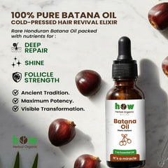 Batana Oil – Herbal Organic Works 100% Pure Natural Hair Growth & Repair Oil | 1 oz Glass Bottle with Dropper