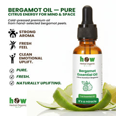 Bergamot Oil – Herbal Organic Works Pure Essential Oil for Relaxation, Soap & Candle Making | 1 oz Glass Bottle
