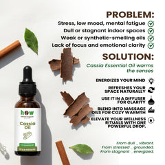 Cassia Oil by Herbal Organic Works – 100% Pure Essential Oil for Aromatherapy, Relaxation & Natural Cleansing (1 oz Glass Dropper Bottle)