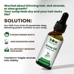 Amla Oil – Herbal Organic Works 100% Pure Cold-Pressed Oil for Hair & Skin | 1 oz Amber Glass Bottle with Dropper