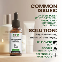 Babchi (Bakuchi) Oil – Herbal Organic Works 100% Pure Cold-Pressed Oil for Hair Color & Skin Glow | 1 oz Bottle