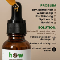Batana Oil – Herbal Organic Works 100% Pure Natural Hair Growth & Repair Oil | 1 oz Glass Bottle with Dropper