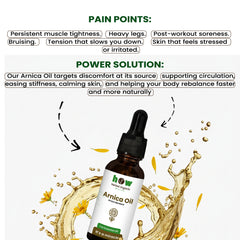 Arnica Carrier Oil – Herbal Organic Works Pure Natural Oil for Skin & Muscle Relief | 1 oz Dropper Bottle