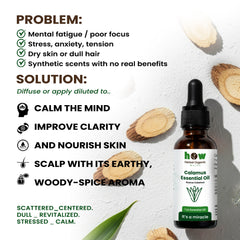 Calamus Essential Oil – Herbal Organic Works Premium Oil for Diffuser, Massage & Skincare | 1 oz Glass Bottle