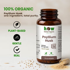 Psyllium Husk Capsules – 100% Pure Fiber Supplement – Supports Digestive system, Regularity, and Heart health | 60 Capsules (1 Month Supplement)