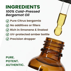 Bergamot Oil – Herbal Organic Works Pure Essential Oil for Relaxation, Soap & Candle Making | 1 oz Glass Bottle