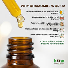 Chamomile Essential Oil – Herbal Organic Works 100% Pure Natural Oil for Diffuser & Aromatherapy | 1 oz Glass Bottle
