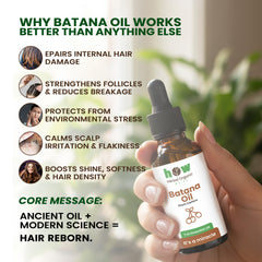 Batana Oil – Herbal Organic Works 100% Pure Natural Hair Growth & Repair Oil | 1 oz Glass Bottle with Dropper