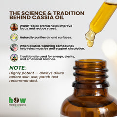 Cassia Oil by Herbal Organic Works – 100% Pure Essential Oil for Aromatherapy, Relaxation & Natural Cleansing (1 oz Glass Dropper Bottle)