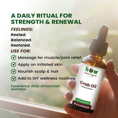 Crab Oil by Herbal Organic Works – 100% Pure Andiroba Oil for Skin Healing, Massage & Hair Care