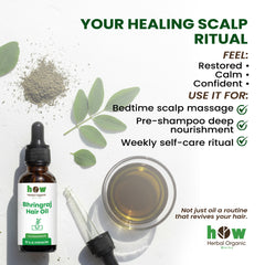 Bhringraj Hair Oil by Herbal Organic Works – 100% Pure Natural Oil for Hair Growth, Thick Hair & Healthy Scalp