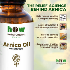 Arnica Carrier Oil – Herbal Organic Works Pure Natural Oil for Skin & Muscle Relief | 1 oz Dropper Bottle