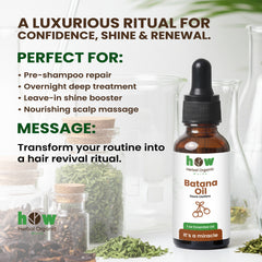 Batana Oil – Herbal Organic Works 100% Pure Natural Hair Growth & Repair Oil | 1 oz Glass Bottle with Dropper