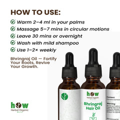 Bhringraj Hair Oil by Herbal Organic Works – 100% Pure Natural Oil for Hair Growth, Thick Hair & Healthy Scalp