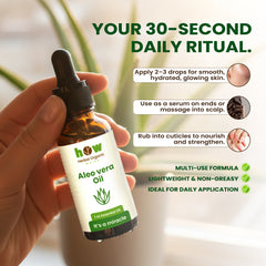 Aloe Vera Oil – 100% Pure by Herbal Organic Works | Skin, Hair & Nail Care | 1 oz Amber Glass Bottle with glass dropper