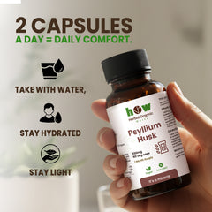 Psyllium Husk Capsules – 100% Pure Fiber Supplement – Supports Digestive system, Regularity, and Heart health | 60 Capsules (1 Month Supplement)