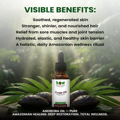 Crab Oil by Herbal Organic Works – 100% Pure Andiroba Oil for Skin Healing, Massage & Hair Care
