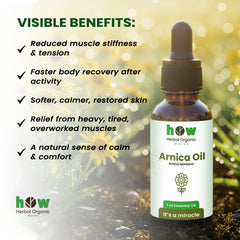 Arnica Carrier Oil – Herbal Organic Works Pure Natural Oil for Skin & Muscle Relief | 1 oz Dropper Bottle