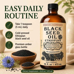 Ethiopian Black Seed Oil 100% Pure, Unfiltered & Cold-Pressed Up To 5.17% TQ