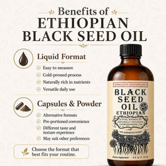 Ethiopian Black Seed Oil 100% Pure, Unfiltered & Cold-Pressed Up To 5.17% TQ