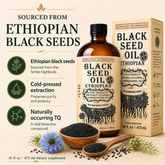 Ethiopian Black Seed Oil 100% Pure, Unfiltered & Cold-Pressed Up To 5.17% TQ