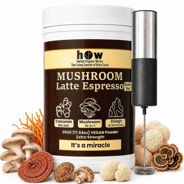 Mushroom Latte Espresso | Functional Mushroom Coffee with Shilajit & Curcumin