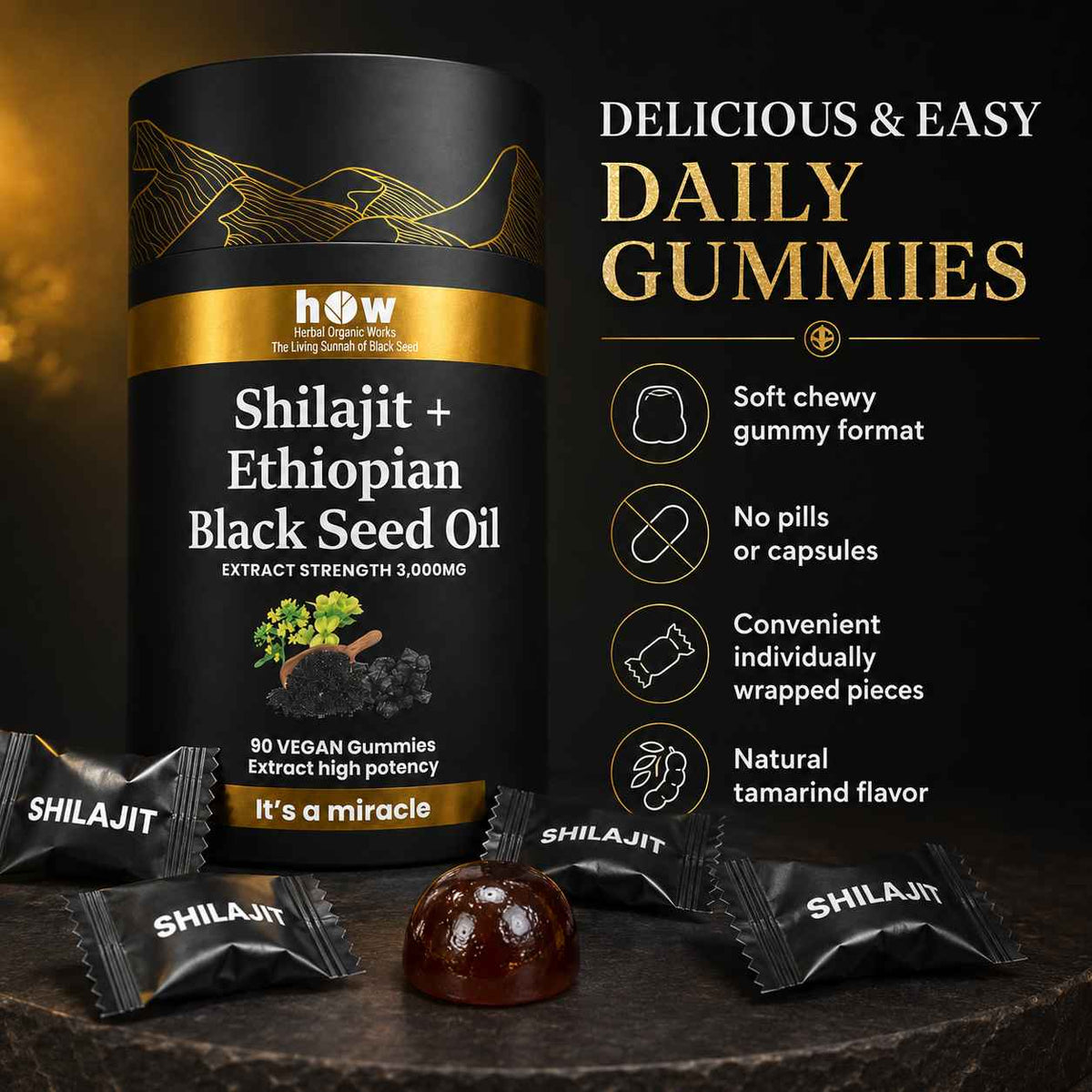 Shilajit + Ethiopian Black Seed Oil Gummies