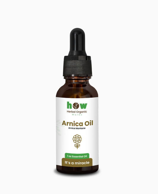 Arnica Carrier Oil – Herbal Organic Works Pure Natural Oil for Skin & Muscle Relief | 1 oz Dropper Bottle