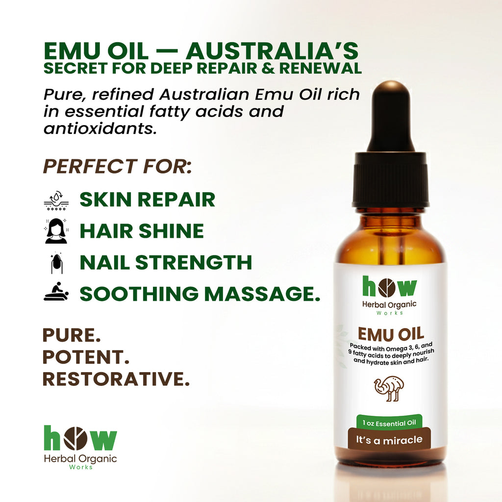 Emu Oil – Pure Skin, Hair & Massage Oil | 1 fl oz
