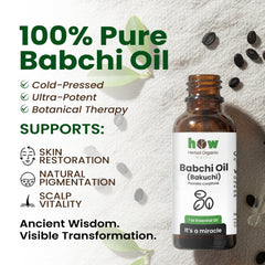 Babchi (Bakuchi) Oil – Herbal Organic Works 100% Pure Cold-Pressed Oil for Hair Color & Skin Glow | 1 oz Bottle