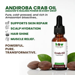 Crab Oil by Herbal Organic Works – 100% Pure Andiroba Oil for Skin Healing, Massage & Hair Care