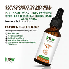 Apricot Essential Oil – Antioxidant & Vitamin E Rich Moisturizer by Herbal Organic Works | For Face, Skin & Hair