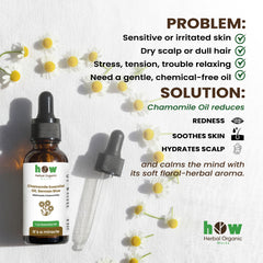 Chamomile Essential Oil – Herbal Organic Works 100% Pure Natural Oil for Diffuser & Aromatherapy | 1 oz Glass Bottle