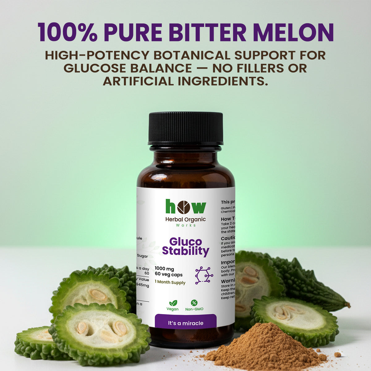 Bitter Melon Extract Capsules – Pure Momordica Charantia | 60 Capsules