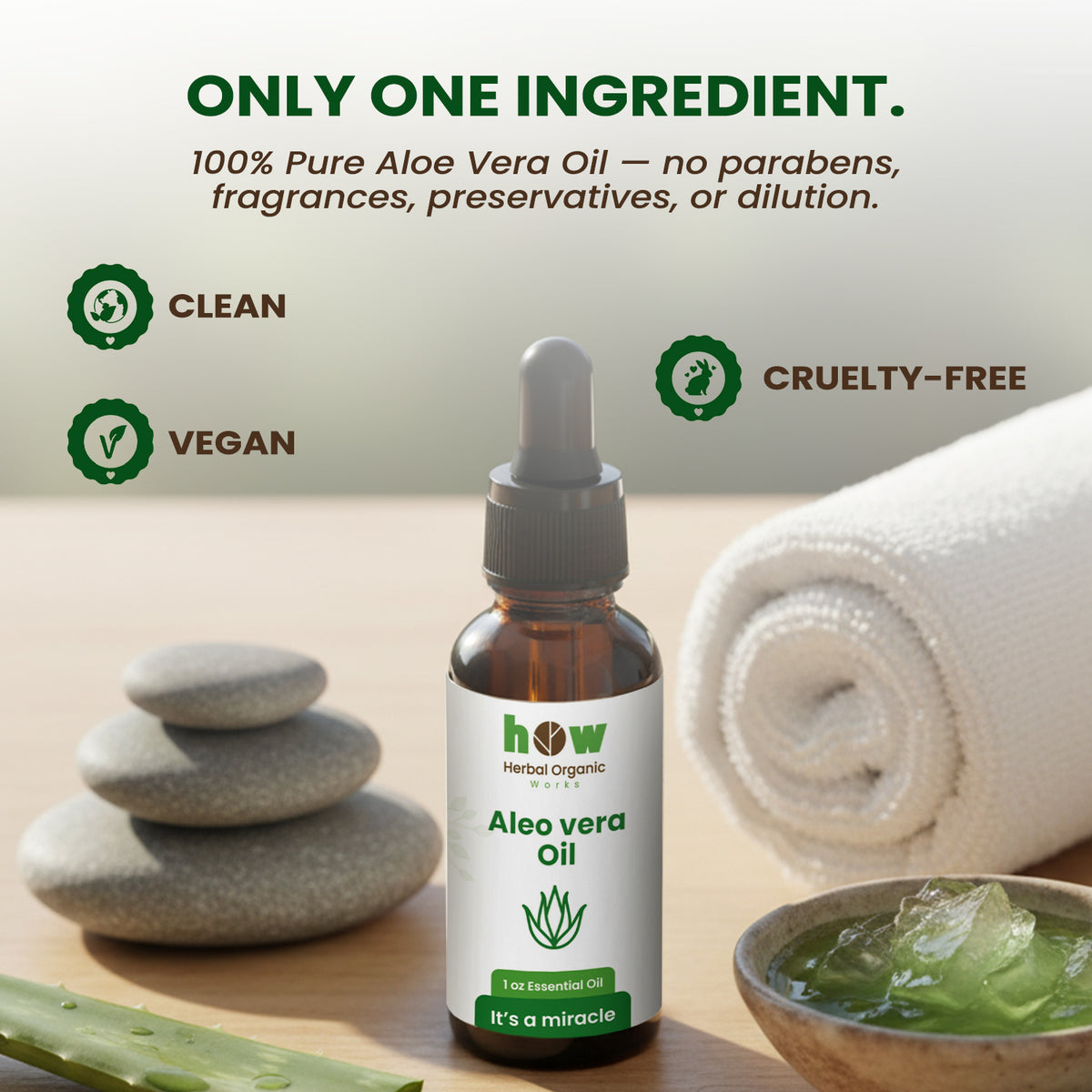 Aloe Vera Oil – 100% Pure Skin & Hair Care | 1 oz