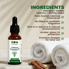 Calamus Essential Oil – Herbal Organic Works Premium Oil for Diffuser, Massage & Skincare | 1 oz Glass Bottle