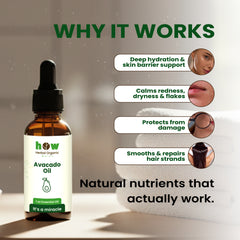 Avocado Oil – Herbal Organic Works 100% Pure Cold-Pressed Oil for Hair & Skin | Non-Greasy & Hexane-Free