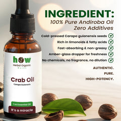 Crab Oil by Herbal Organic Works – 100% Pure Andiroba Oil for Skin Healing, Massage & Hair Care