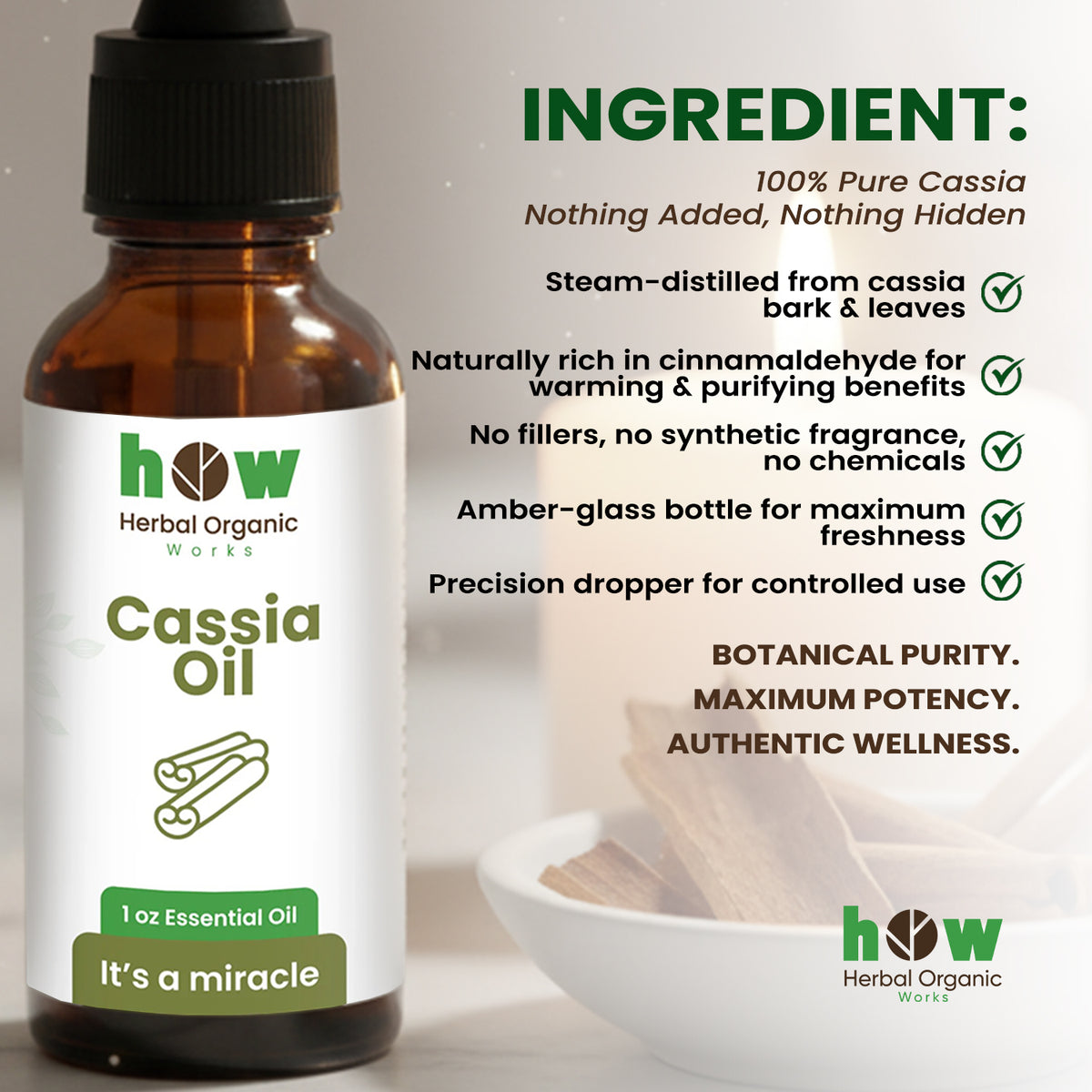 Cassia Oil – 100% Pure Essential Oil for Aromatherapy | 1 oz