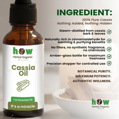Cassia Oil by Herbal Organic Works – 100% Pure Essential Oil for Aromatherapy, Relaxation & Natural Cleansing (1 oz Glass Dropper Bottle)
