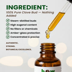 Clove Bud Oil by Herbal Organic Works – Pure Essential Oil for Teeth, Skin, Aromatherapy & Massage (1 oz Glass Dropper Bottle)