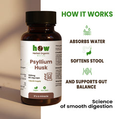 Psyllium Husk Capsules – 100% Pure Fiber Supplement – Supports Digestive system, Regularity, and Heart health | 60 Capsules (1 Month Supplement)