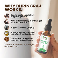 Bhringraj Hair Oil by Herbal Organic Works – 100% Pure Natural Oil for Hair Growth, Thick Hair & Healthy Scalp