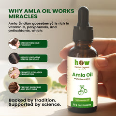 Amla Oil – Herbal Organic Works 100% Pure Cold-Pressed Oil for Hair & Skin | 1 oz Amber Glass Bottle with Dropper
