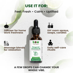 Bergamot Oil – Herbal Organic Works Pure Essential Oil for Relaxation, Soap & Candle Making | 1 oz Glass Bottle