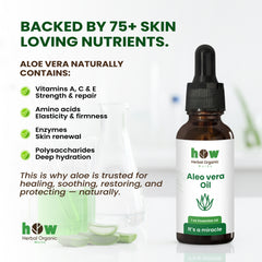 Aloe Vera Oil – 100% Pure by Herbal Organic Works | Skin, Hair & Nail Care | 1 oz Amber Glass Bottle with glass dropper