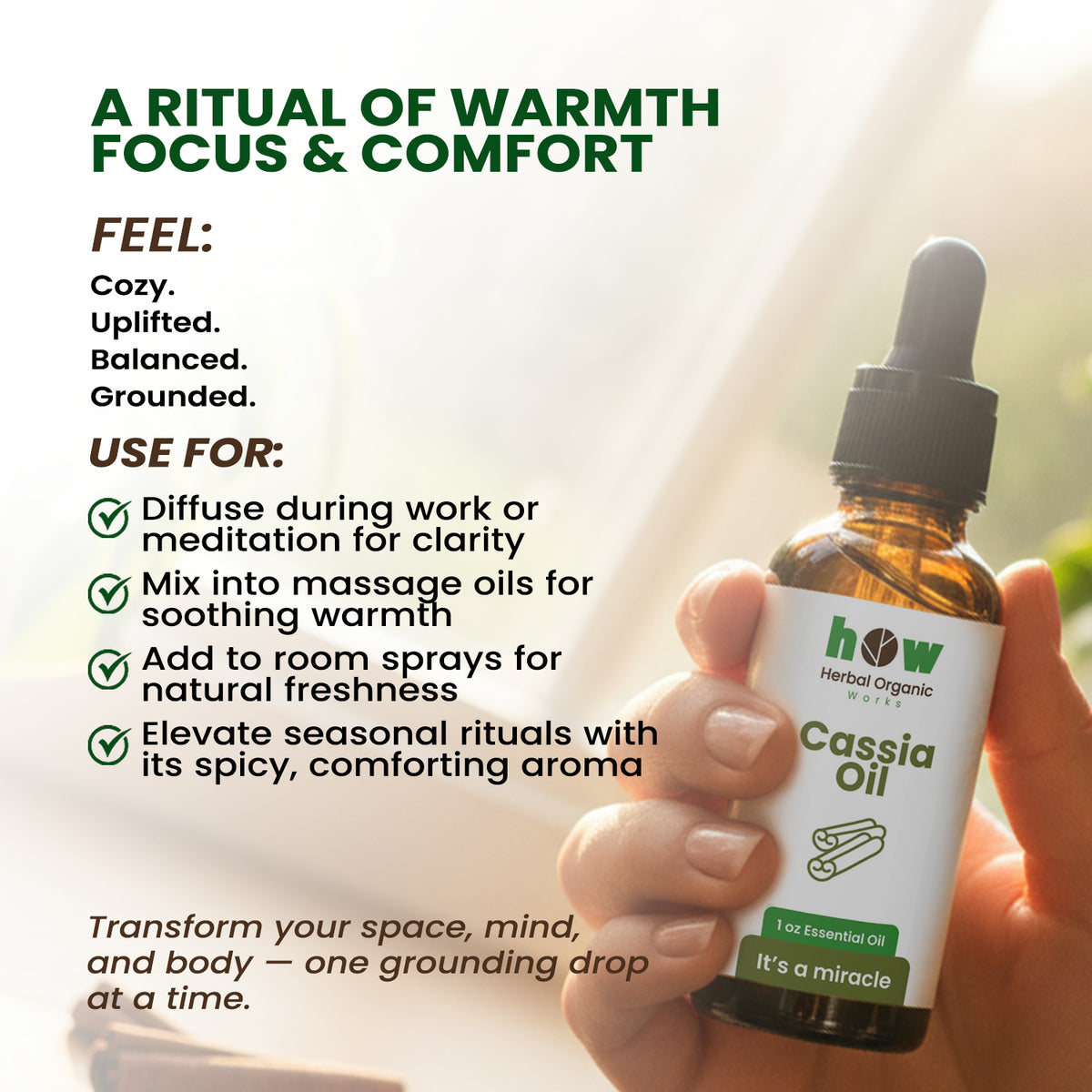Cassia Oil – 100% Pure Essential Oil for Aromatherapy | 1 oz